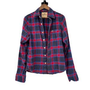 Hollister Long Sleeve Plaid Button Up Shirt M Y2K Winter Cozy Cottagecore